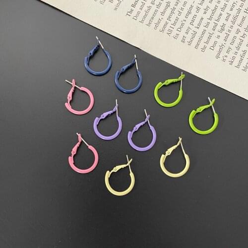 Origin Summer Fashion Spray Candy Colors Hoop Earring for Women Femme Korean Circle Hollow Out Metal Earring Jewelry Pendientes