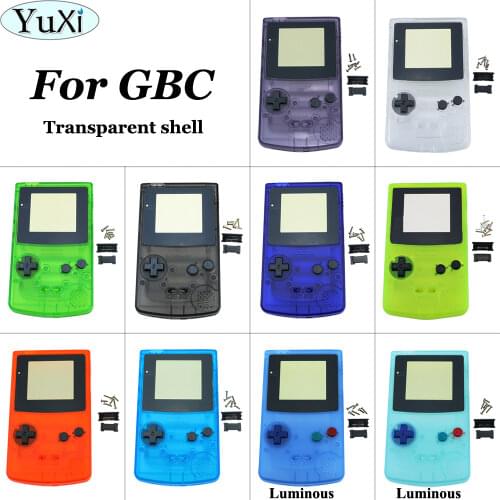 YuXi Clear Full Housing Shell Case Cover Replacement For Nintendo for GBC for Gameboy Color Console