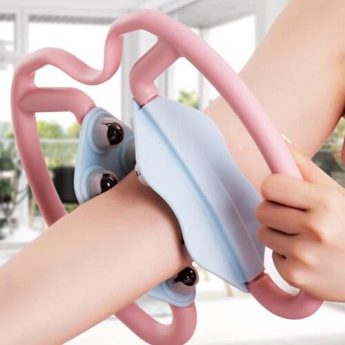 Handheld Massager Roller 14 Steel Wheels Deep Tissue Trigger Point Muscle Massage Roller for Calves Legs for Relieve Muscle