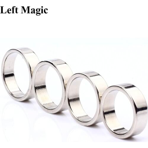 Silver PK Ring Magic Tricks Strong Magnetic Rings 18/19/20/21mm Magnet Coin Finger Decoration Close Up Magic Props Show Tool