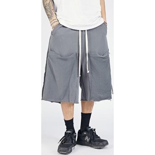 Stitching Shorts Mens Elastic Waist Drawstring Summer Five-Point Pants Contrasting Color Cotton Casual Pants MA051