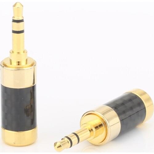 2pcs Audiocrast HP004 Gold/Rhodium/Tellurium Gold Plated Straight 3.5mm Stereo Mini Plug Connector Carbon Fiber Earphone