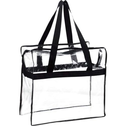 Tote Bag, Sturdy PVC Construction Zippered Top,Stadium Security Travel & Gym Clear Bag, Perfect for Work, School, Sports Games a
