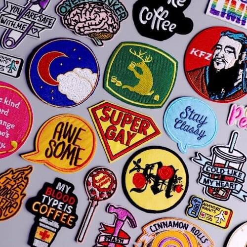 Iron On Patch Supergay Patches On Clothes DIY Thermo Adhesive Patches For Clothing Stripe Badge Embroidery Patch Decor Applique