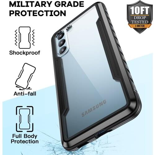 Heavy Metal Armor Clear Polycarbonate Phone Case for Samsung Galaxy S21 Ultra S20 FE Plus Luxury Soft TPU Bumper Back Cover