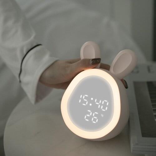 Smart alarm clock with creative personality, rechargeable childrens cute cartoon alarm clock with large display