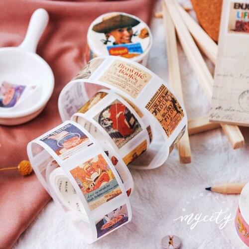 Vintage Mini-stamp Series Washi Tape Adhesive Diy Stickers Diary Scrapbook Lovely Stationery