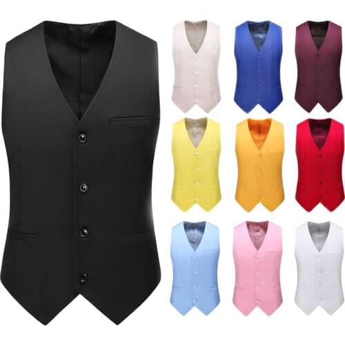 Mens Suit Vest,Waistcoat,Four Seasons Leisure New Style, Solid Color,Button Door,Pocket Decoration,17 Colors,M-6XL,Good Quality
