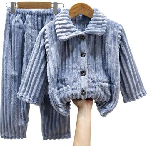 Winter Girls Boys Pajamas Set 2021 New Autumn Thick Suits Kids Clothes Flannel Fleece Baby Toddler Child Homewear Sleepwear Suit