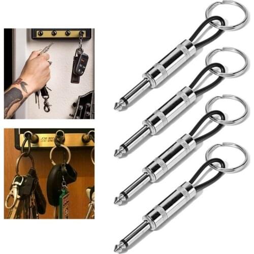 Key Storage Guitar Key Holder Accessory Plug Type Keychain Portable Stainless Steel Key Ring