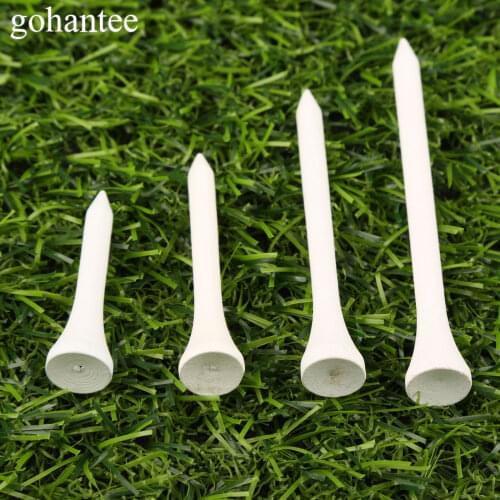 Gohantee 42mm 54mm 70mm 83mm Length 100pcs/lot White Golf Ball Maple Wood Tees Outdoor Sports Training Golf Durable Wooden Tees