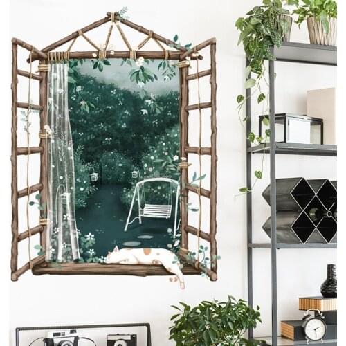 3D False Windows Wall Sticker Teenager Modern Living Room Bedroom Decor Aesthetic Removable DIY PVC Decals Wallpaper