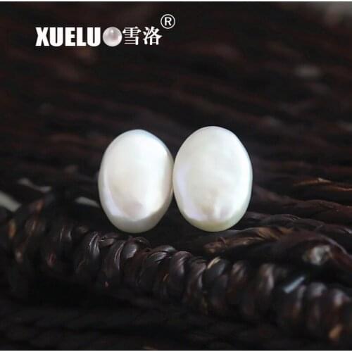 925 sterling fashion oval shape natural cultured freshwater pearl stud earrings, baroque pearl earrings