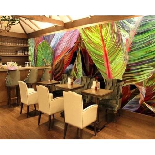 Beibehang Custom wallpaper mural hand painted tropical rain forest plant banana leaf background wall papel de parede 3d wallpape