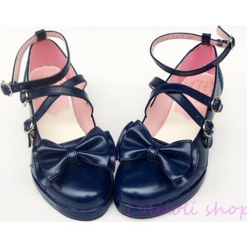 Princess sweet lolita shoes Lolita Gothic style bowknot customized shoes big size shoes lace up blue high-heeled sandals an1388
