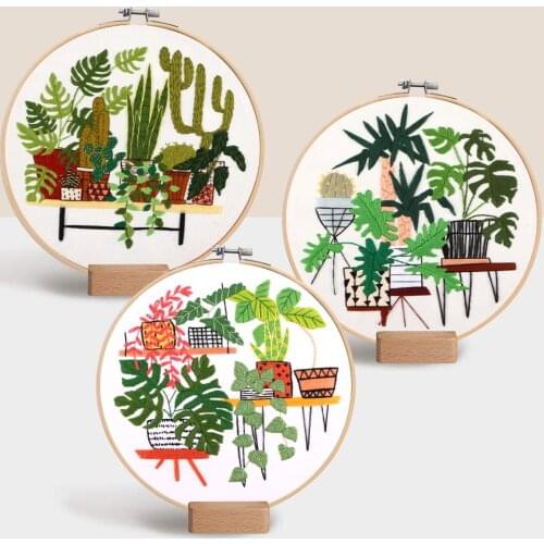 Botanical garden Handwork Plants Pattern Embroidery DIY Starter Kit Ribbon Painting Threads Tools Home Decoration Cross Stitch