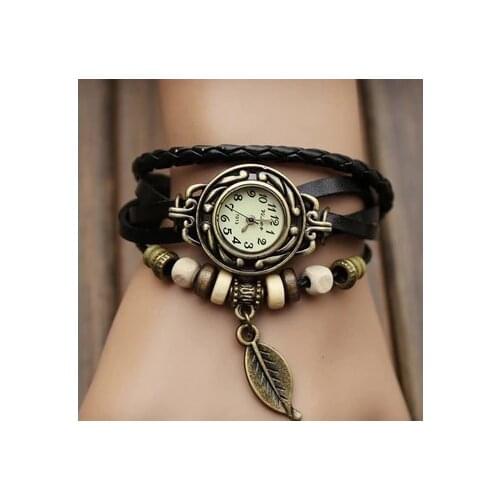 Bracelet watch female students children leaf pendant quartz watch manufacturer wholesale restoring ancient ways