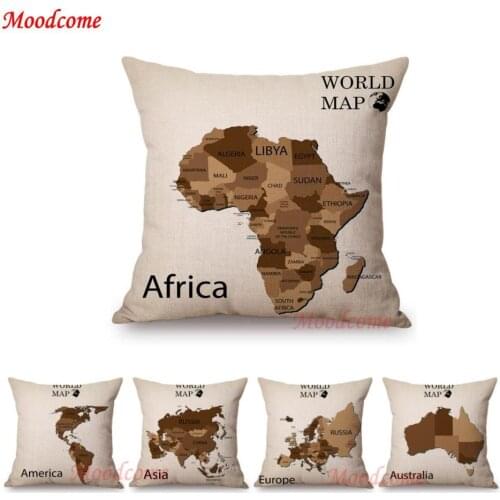 Nordic World Map Asia Australia America Africa Europe Sofa Decoration Throw Pillow Case Cotton Linen Bookish Cushion Cover Cases