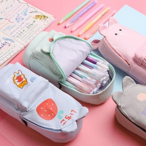 New Kawaii Shiba Inu Pencil Case Cute Large Capacity Stationery Pouch Cartoon Animal Cat School Office Stationery Supplies