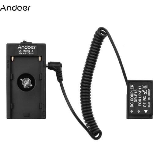 Andoer NP-F970 F750 Battery Plate Holder Adapter + LP-E6 Dummy Battery Coupler for Canon EOS 5D Mark II III/6D/7D/80D Cameras