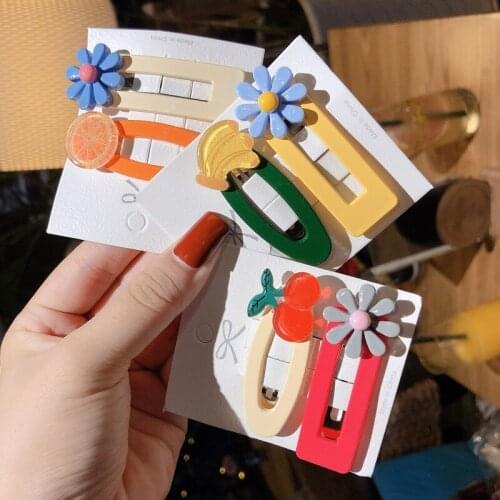 New 2pcs/set Girls Cartoon Fruits Flower Hairpins Children Hair Clip Sweet Barrettes Hair Ornament Fashion Hair Accessories