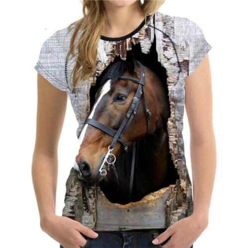 3D Crazy Horse T-shirt for men and women, casual short-sleeved top, animal print T-shirt, comfortable short-sleeved 2021 new