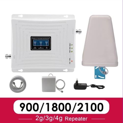Walokcon 2g 3g 4g Cellular Signal Booster 900 1800 2100 GSM WCDMA UMTS LTE Cellular Repeater 900/1800/2100mhz Amplifier 4G LTE