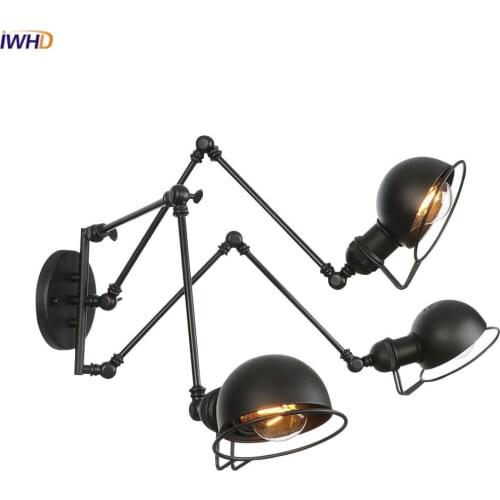 IWHD Iron Adjustable Wandlamp RH LED Wall Light Industrial Loft Wall Lamp Retro Vintage Wall Sconces Applique Murale Luminaire