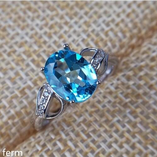KJJEAXCMY fine jewelry Natural topaz ring 925 sterling silver inlays 2 carat quality color treasure curve