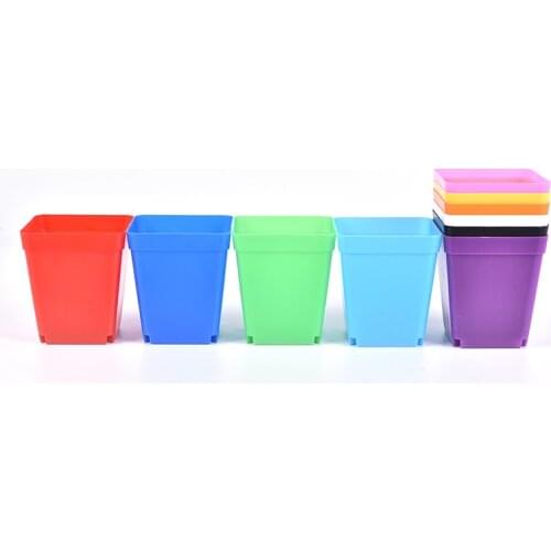 Square Plastic Plants Pot Flower Plastic Planter Nursery Garden Desk Home Decor Square Multicolour Nursery Pots