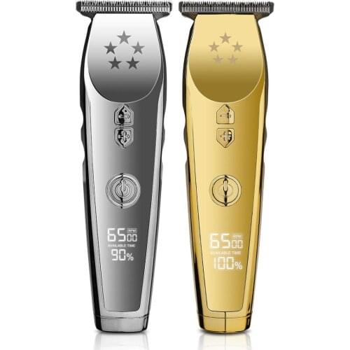 Professional hair clipper metal body oilhead clipper white hair carving haircut machine USB rechargeable LCD display 3 speed