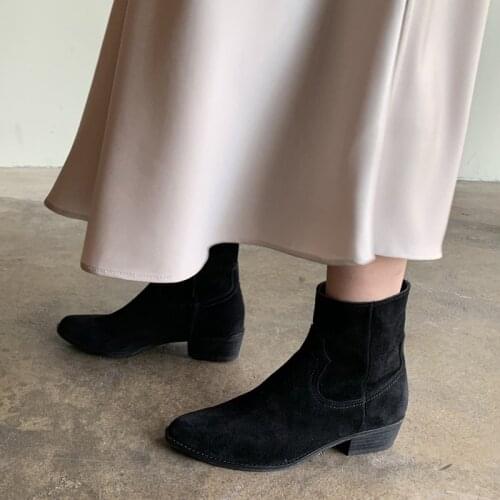 Fashion Ankle Boots Women Suede Zip 2020 Autumn Winter New Lady Leather Shoes High Heel Handmade Shoes Size 33-42