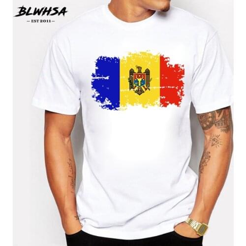 BLWHSA Moldova Flag Men T shirts Fashion Short Sleeve Cotton Nostalgia Style T-shirts For Men Summer Fitness Fans Cheer Tshirt