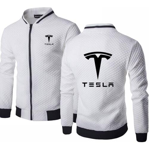 Mens Sweatshirts Tesla Print Sweatshirt Spring Autumn Mens Jacket Long Sleeve Sportswear Casual Zipper Hoody Male Tops Clothing