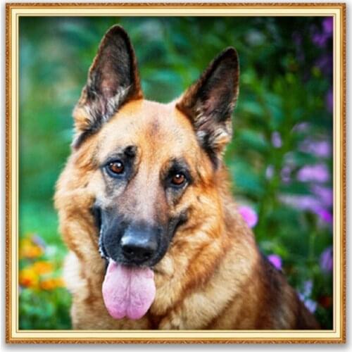 Animal German Shepherd DIY Cross Stitch 11CT Embroidery Kits Needlework Craft Set Cotton Thread Printed Canvas Home Decoration