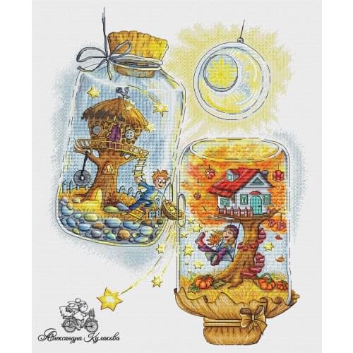 TD Rabbit and fox with love cross stitch kit Animal cotton thread Love lock canvas stitching embroidery Give you all the stars