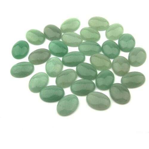 Natural Stone Green Aventurine Cabochon Bead Flat Back Oval No Hole Loose Beads For jewelry making DIY Ring Necklace accessories