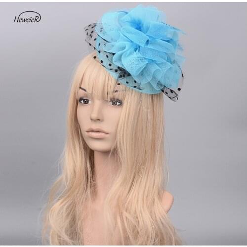 New Fashion Handmade Fascinators Lace Feather Netting Mesh Hair Clip Headdress Headwear Bridal Wedding Party Accessories Gift