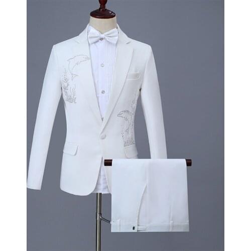 S~2XL 2019 New performance costumes sequins suits stage chorus mens dresses singer presenters costumes