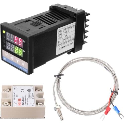 New REX-C100 Digital LCD PID Temperature Controller + 40A 49DA Solid State Relay + K Thermocouple Probe For Industrial Tools
