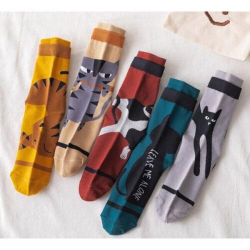 New Style Fashion Creative Art Cat Cotton Socks High-Quality Sweet Lovely Casual Tide Skateboard Street Sports Socks