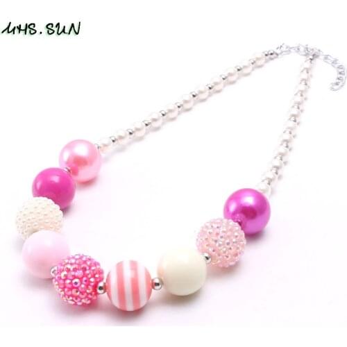 MHS.SUN Pink style baby girls chunky bubblegum necklace fashion child/kids acrylic beads necklace 1pcs retail accessories