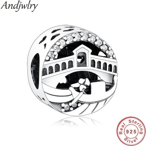 Fit Original Pandora Charms Bracelet 925 Sterling Silver Openwork Venice Rialto Bridge Charm DIY Jewelry Women Berloque