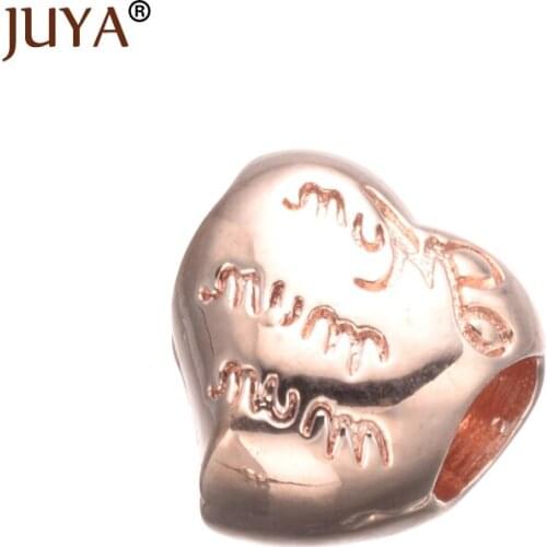 Supplies For Jewelry Fashion Copper Lettering Heart Beads For Jewelry Making Big Hole Bead Fit DIY Bracelet Accessories berloque