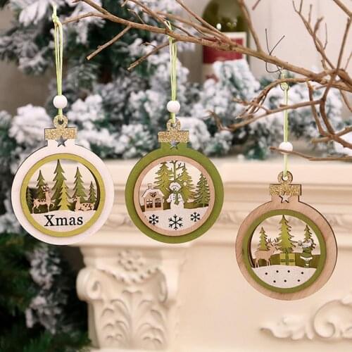 Eye-catching 3D Christmas Pendant with Lanyard Creative Lightweight Wood Xmas Tree Festival Ornaments Home Decor for Party
