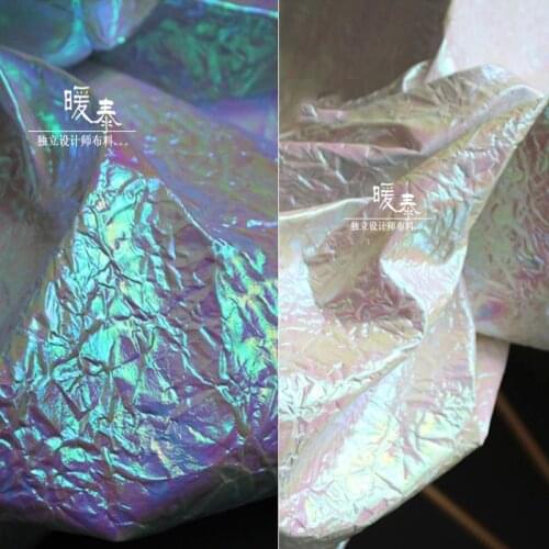 Iridescent Synthetic Leather Fabric Pink Lizard skin Texture Folds DIY Bag Bows Stage Dress Crafts COSplay Decor Designer Fabric