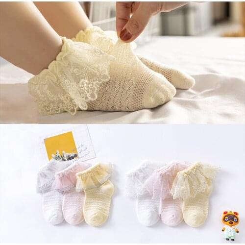 0 To 3 Yrs Toddler Baby Child Girls Ruffle Lace Ankle Cotton Dress Socks Princess Summer Cotton Eyelet Flower Socks