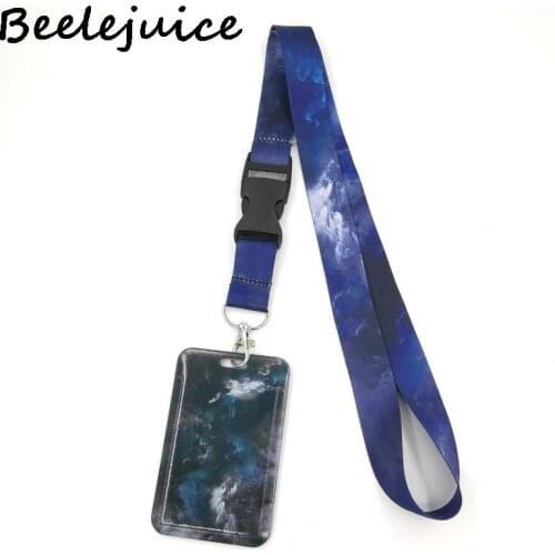 Nebula Starry Sky Creative Lanyard Card Holder Student Hanging Neck Phone Lanyard Badge Subway Access Card Holder Accessories