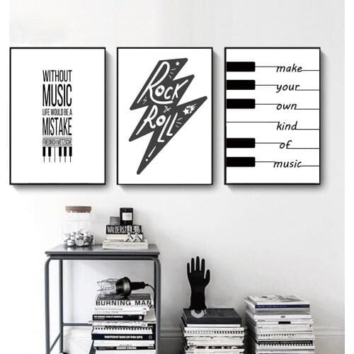 Nordic Poster Simple Abstract Print Music Room Home Decoration Black And White Music Theme Wall Art Painting Friedrich Nietzsche