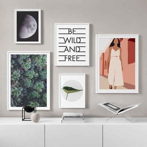 Modern Nature Moon Seawave Ocean Green Botanical House Calligraphy Motivational Quote Poster Art Print Canvas Painting Wall